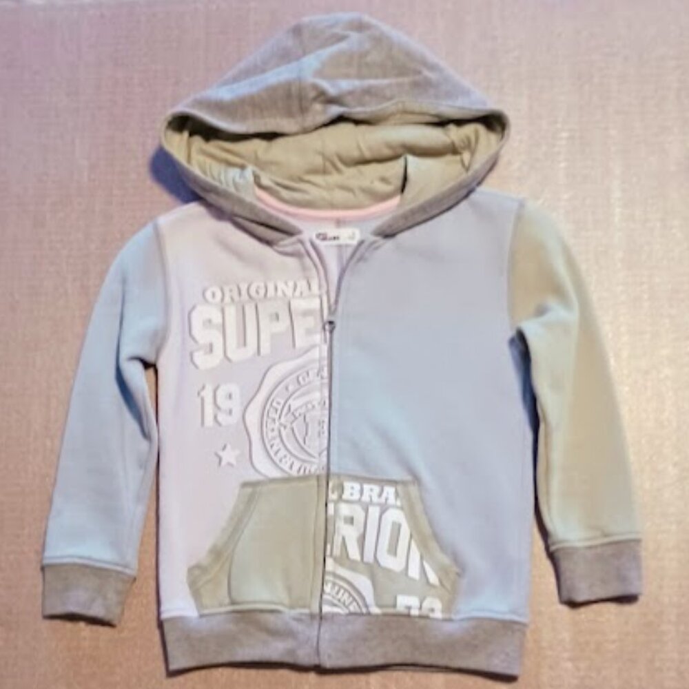 Epic Threads NEW Girls size 5 full zip jacket w/hoodie, blue, green, gray, white